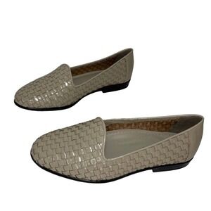 Cabin Creek Womens Woven Slip On Leather Loafers Size 7 Tan Comfort Walking Shoe